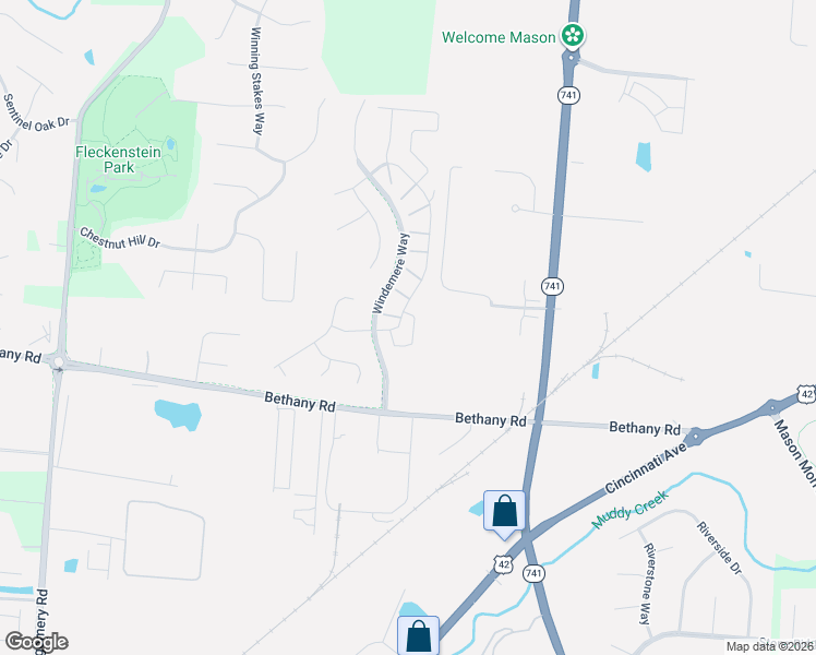 map of restaurants, bars, coffee shops, grocery stores, and more near 3855 Thorngate Drive in Mason