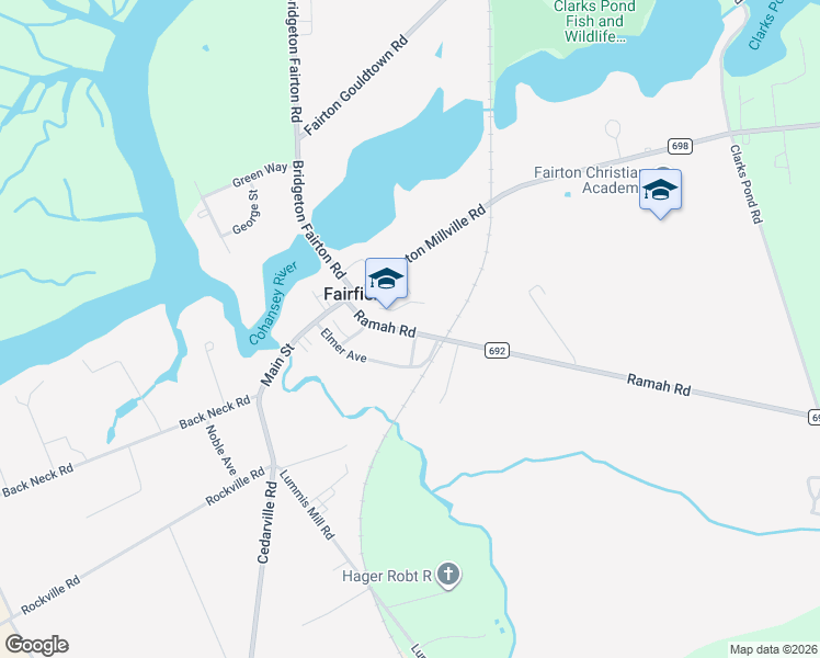 map of restaurants, bars, coffee shops, grocery stores, and more near 25 Ramah Road in Bridgeton