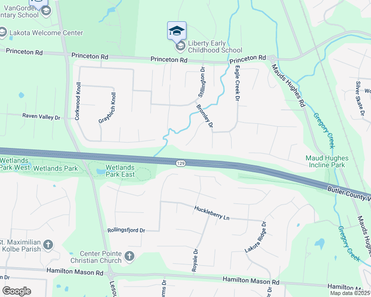 map of restaurants, bars, coffee shops, grocery stores, and more near 6820 Edgeworth Way in Butler County