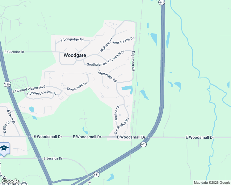 map of restaurants, bars, coffee shops, grocery stores, and more near 147 Southridge Road in Terre Haute