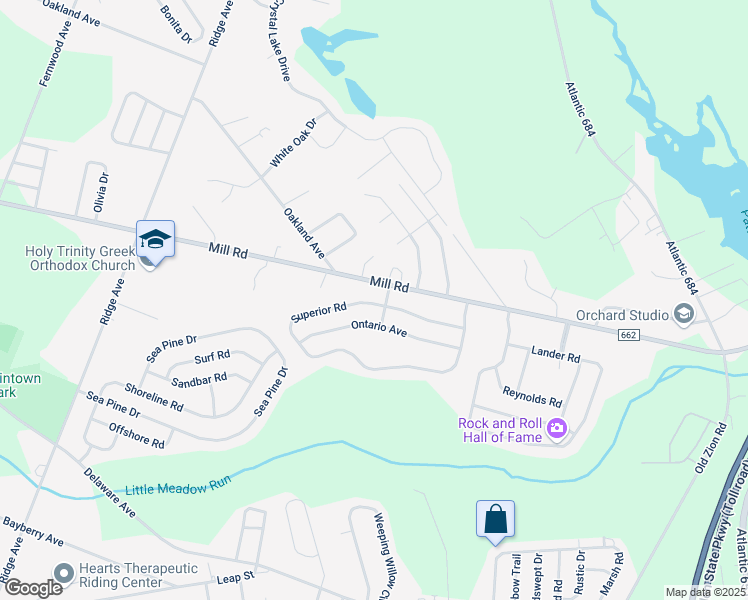 map of restaurants, bars, coffee shops, grocery stores, and more near 441 Superior Road in Egg Harbor Township