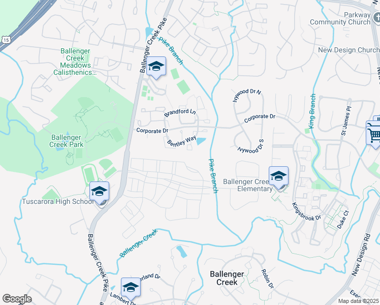 map of restaurants, bars, coffee shops, grocery stores, and more near 6626 Granville Court in Frederick
