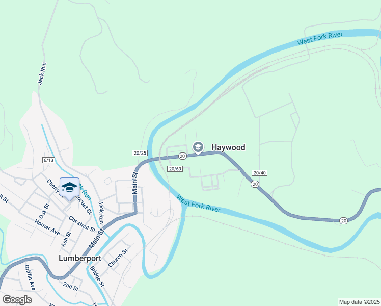 map of restaurants, bars, coffee shops, grocery stores, and more near 12 Locust Street in Haywood
