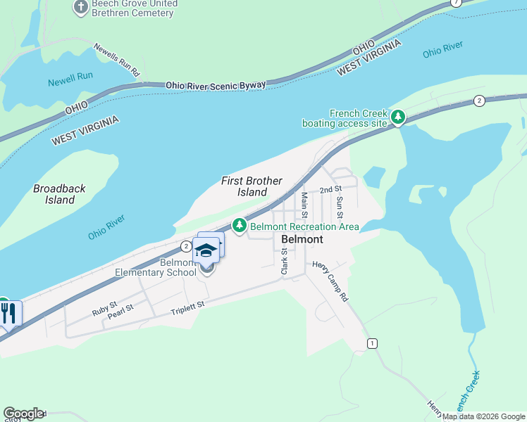 map of restaurants, bars, coffee shops, grocery stores, and more near 622 Riverview Dr in Belmont