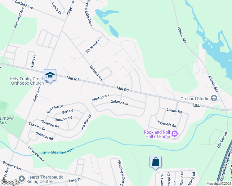 map of restaurants, bars, coffee shops, grocery stores, and more near 441 Superior Road in Egg Harbor Township