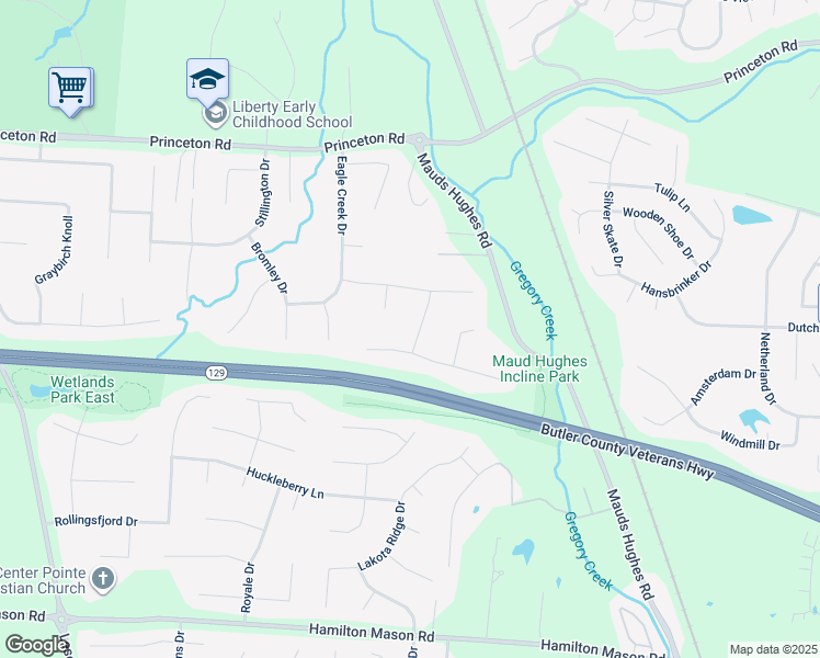 map of restaurants, bars, coffee shops, grocery stores, and more near 6811 Hollow Ridge Drive in Hamilton