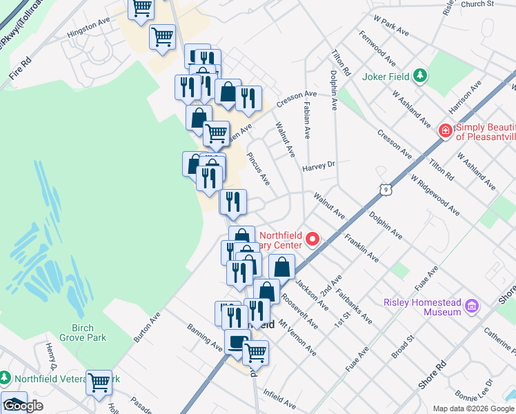 map of restaurants, bars, coffee shops, grocery stores, and more near 701 Debora Street in Northfield