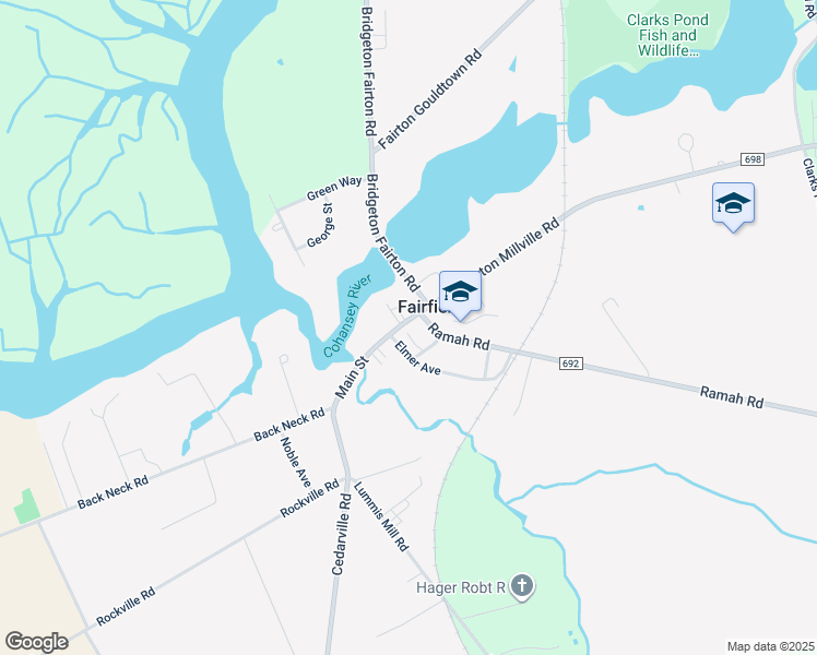 map of restaurants, bars, coffee shops, grocery stores, and more near 60 Main Street in Bridgeton