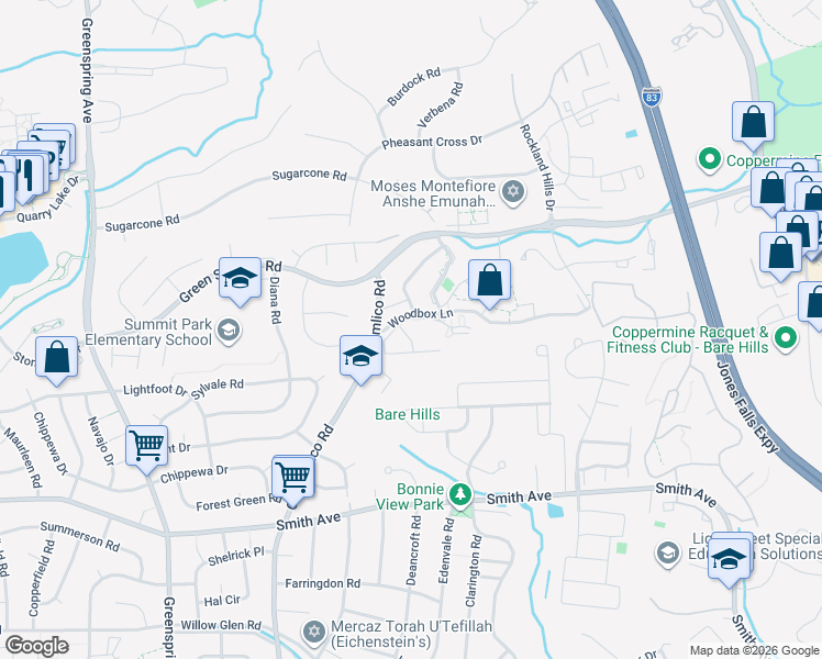 map of restaurants, bars, coffee shops, grocery stores, and more near 6830 Hayley Ridge Way in Baltimore