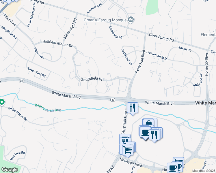 map of restaurants, bars, coffee shops, grocery stores, and more near 4335 Bedrock Circle in Nottingham