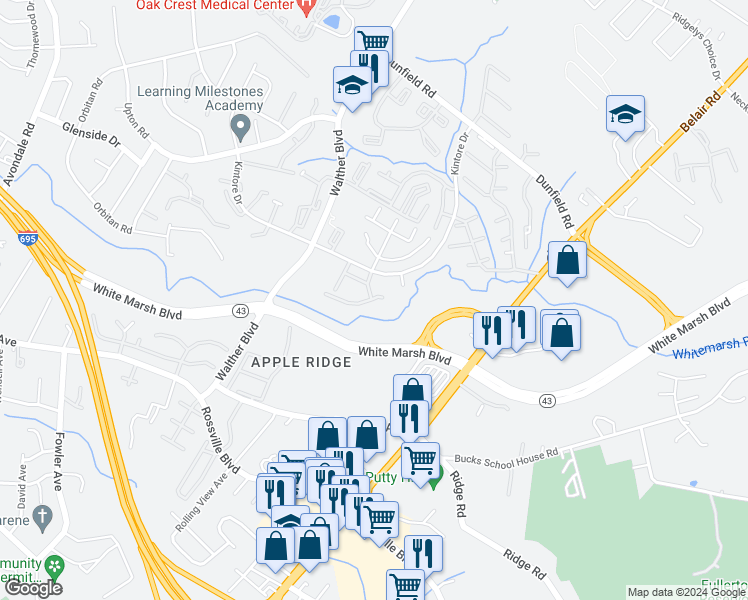 map of restaurants, bars, coffee shops, grocery stores, and more near 3519 Santee Ct in Nottingham