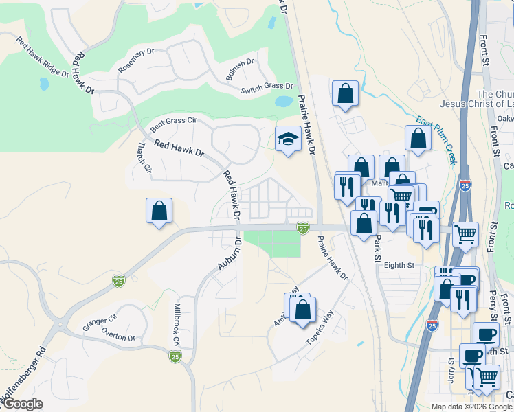 map of restaurants, bars, coffee shops, grocery stores, and more near 1475 Bergen Rock Street in Castle Rock