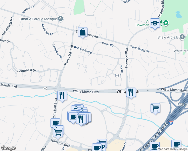 map of restaurants, bars, coffee shops, grocery stores, and more near 4725 Lavington Place in Nottingham
