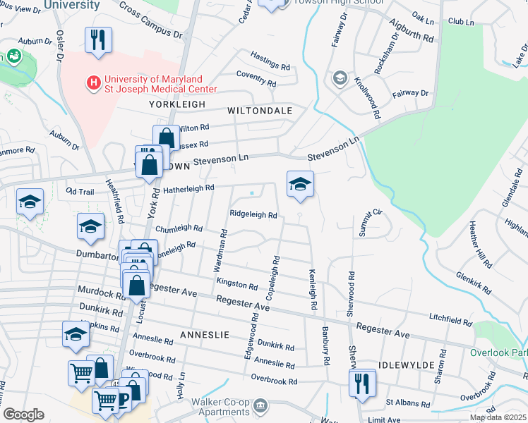 map of restaurants, bars, coffee shops, grocery stores, and more near 816 Ridgeleigh Road in Baltimore