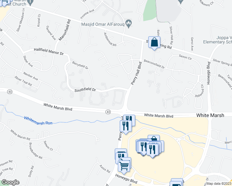map of restaurants, bars, coffee shops, grocery stores, and more near 8382 Cypress Mill Road in Nottingham