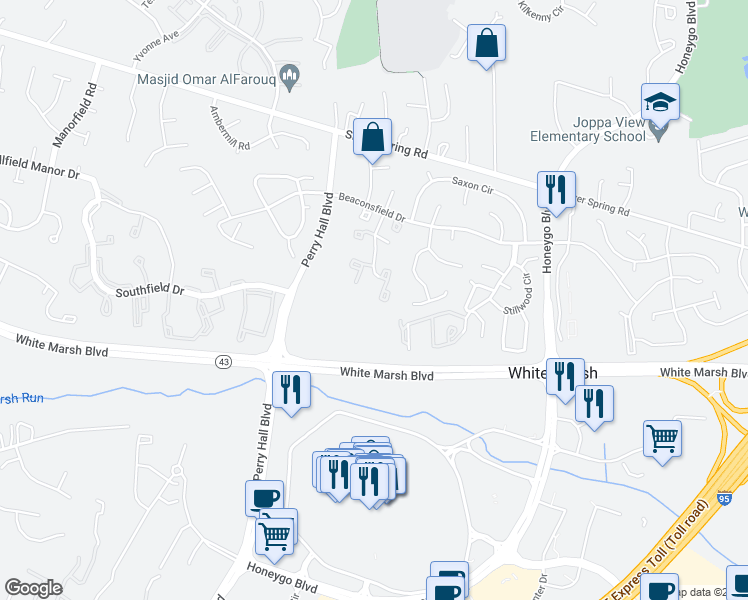 map of restaurants, bars, coffee shops, grocery stores, and more near 64 Millwheel Court in Nottingham