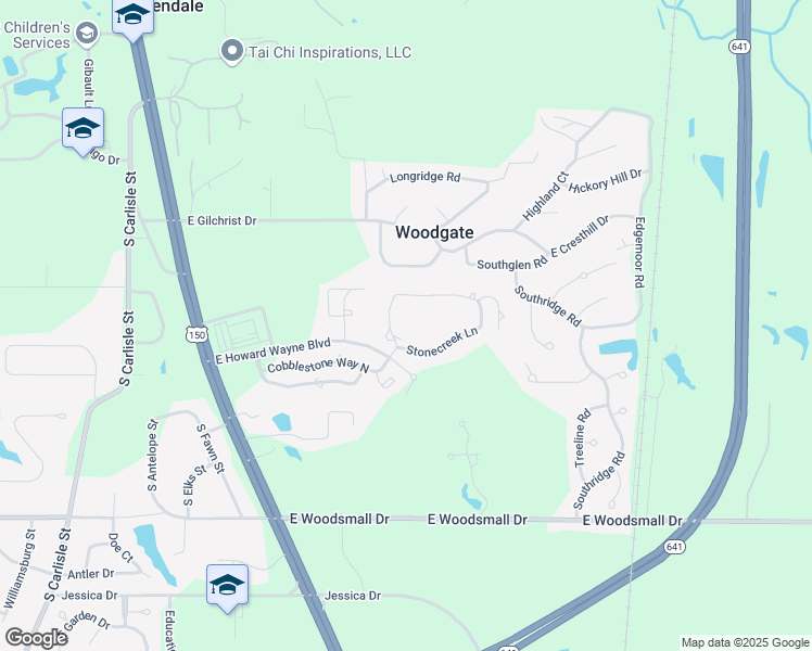 map of restaurants, bars, coffee shops, grocery stores, and more near 7020 Clubhouse Lane in Terre Haute