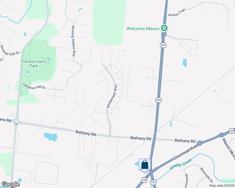 map of restaurants, bars, coffee shops, grocery stores, and more near 3795 Thorngate Drive in Mason