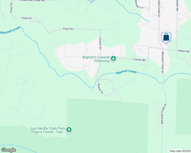 map of restaurants, bars, coffee shops, grocery stores, and more near 16220 Shane Drive in Fort Bragg