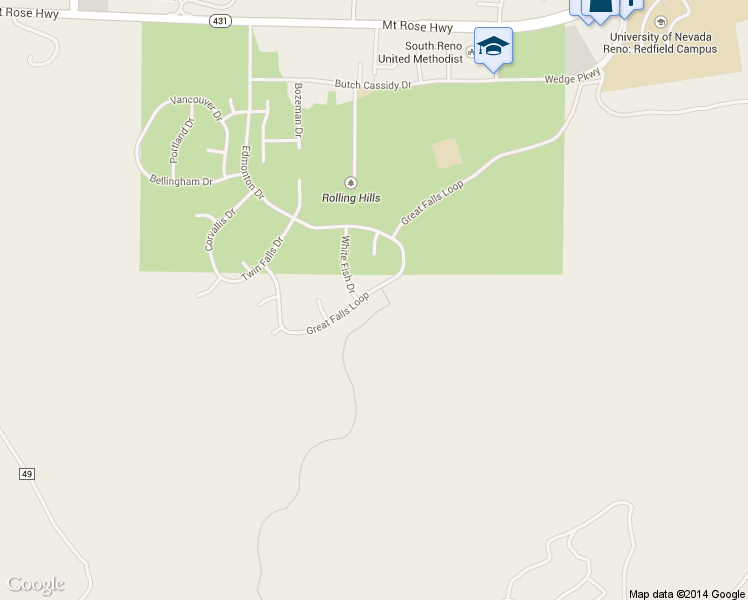 map of restaurants, bars, coffee shops, grocery stores, and more near 4430 Great Falls Loop in Reno