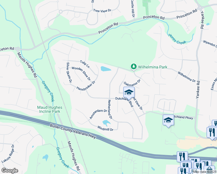 map of restaurants, bars, coffee shops, grocery stores, and more near 6715 Netherland Drive in Butler County