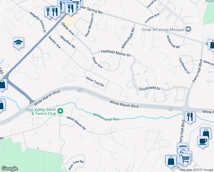 map of restaurants, bars, coffee shops, grocery stores, and more near 4477 Cole Farm Road in Nottingham