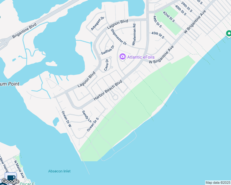map of restaurants, bars, coffee shops, grocery stores, and more near 27 Coquille Beach Drive in Brigantine