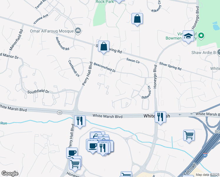 map of restaurants, bars, coffee shops, grocery stores, and more near 23 Millwheel Court in Nottingham
