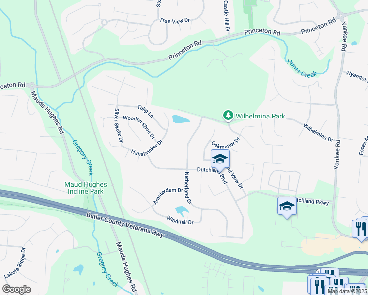 map of restaurants, bars, coffee shops, grocery stores, and more near 6715 Netherland Drive in Middletown