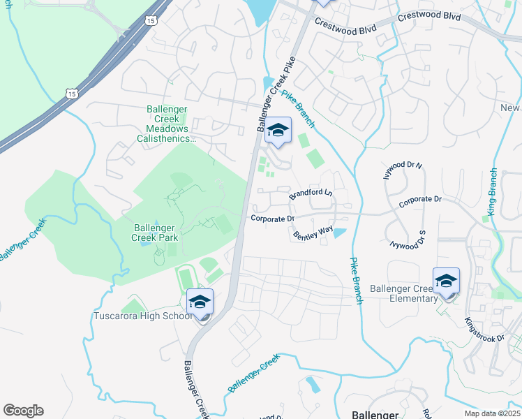 map of restaurants, bars, coffee shops, grocery stores, and more near 5300 Talladega Court in Frederick