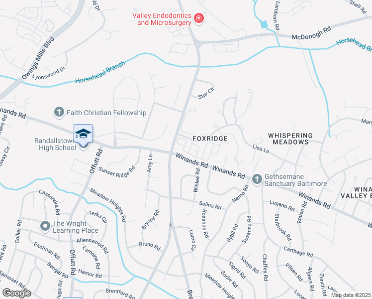 map of restaurants, bars, coffee shops, grocery stores, and more near 4101 Kennygreen Court in Randallstown