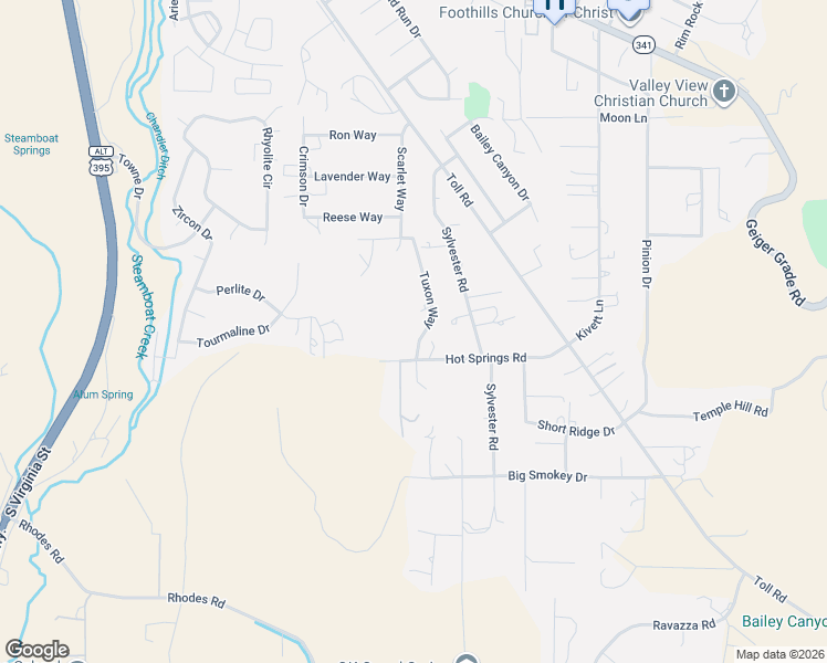 map of restaurants, bars, coffee shops, grocery stores, and more near 1255 Hot Springs Road in Reno