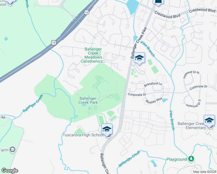 map of restaurants, bars, coffee shops, grocery stores, and more near 5420 Ballenger Creek Pike in Frederick
