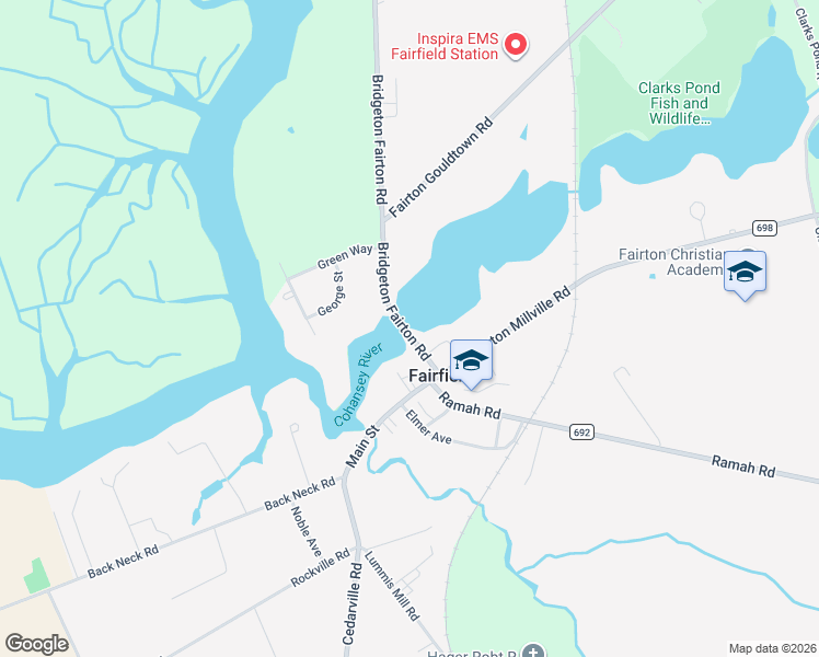 map of restaurants, bars, coffee shops, grocery stores, and more near 19 Bridgeton Fairton Road in Bridgeton