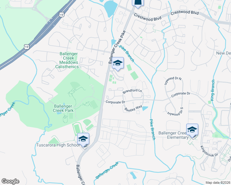 map of restaurants, bars, coffee shops, grocery stores, and more near 6535 Wiltshire Drive in Frederick