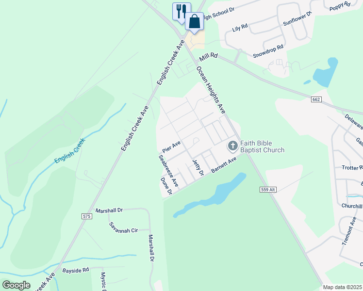map of restaurants, bars, coffee shops, grocery stores, and more near 1138 Ocean Avenue in Egg Harbor Township