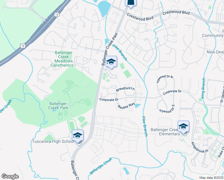 map of restaurants, bars, coffee shops, grocery stores, and more near 6509 Wiltshire Drive in Frederick