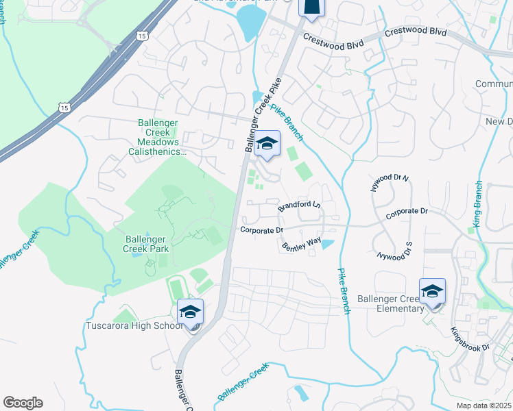 map of restaurants, bars, coffee shops, grocery stores, and more near 6508G Wiltshire Drive in Frederick