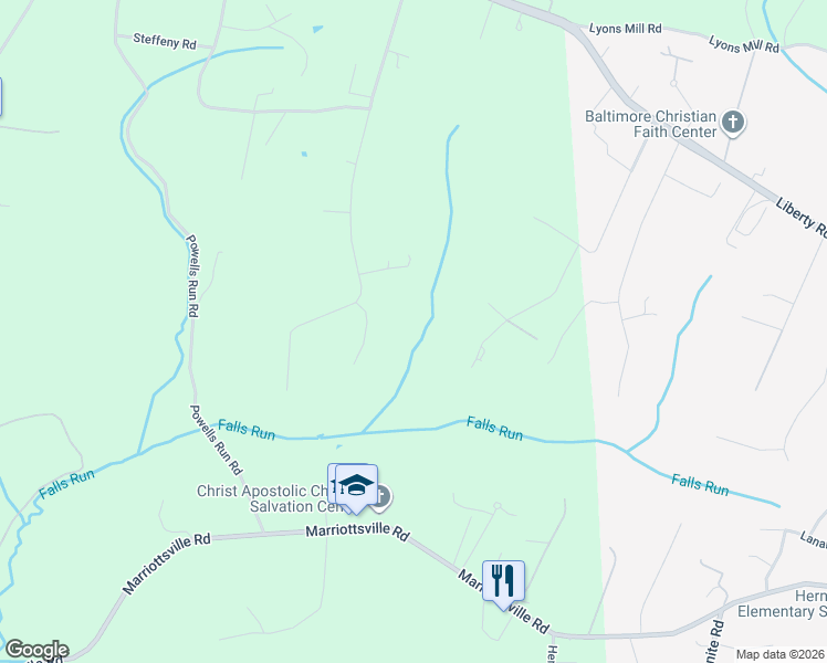 map of restaurants, bars, coffee shops, grocery stores, and more near 4129 Holbrook Road in Randallstown