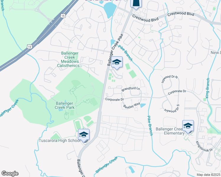map of restaurants, bars, coffee shops, grocery stores, and more near 6506 Wiltshire Drive in Frederick