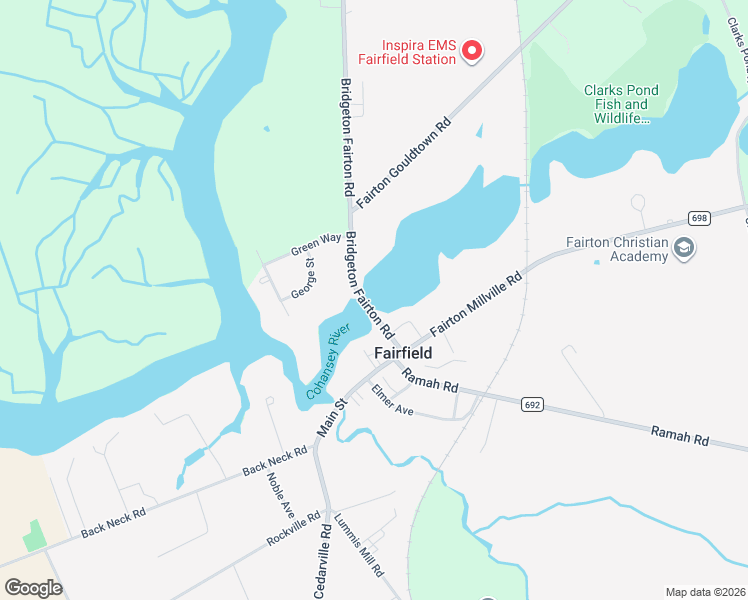 map of restaurants, bars, coffee shops, grocery stores, and more near 19 Bridgeton Fairton Road in Bridgeton