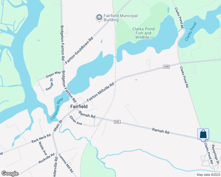 map of restaurants, bars, coffee shops, grocery stores, and more near 125 Fairton Millville Road in Bridgeton