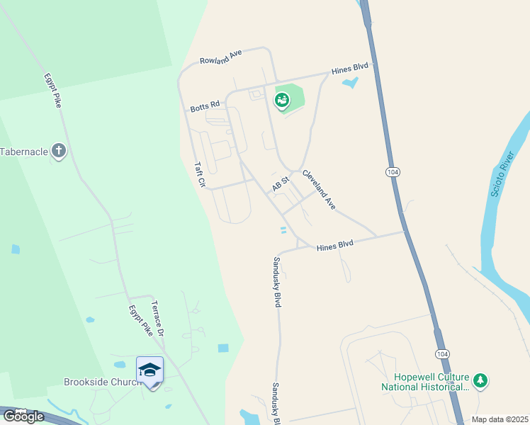 map of restaurants, bars, coffee shops, grocery stores, and more near 461 Hines Boulevard in Chillicothe