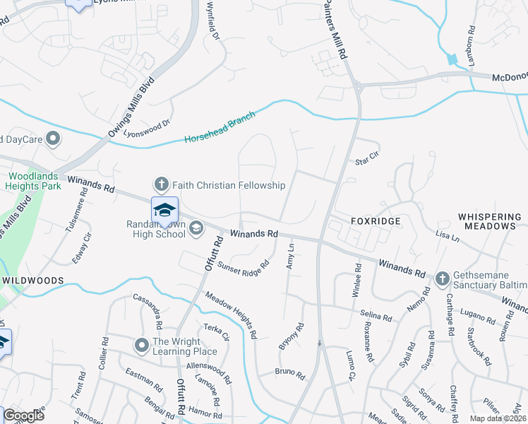 map of restaurants, bars, coffee shops, grocery stores, and more near 9106 Amber Oaks Way in Owings Mills