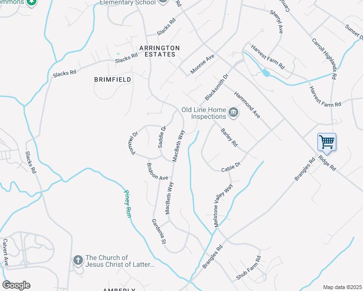 map of restaurants, bars, coffee shops, grocery stores, and more near 7049 Macbeth Way in Sykesville