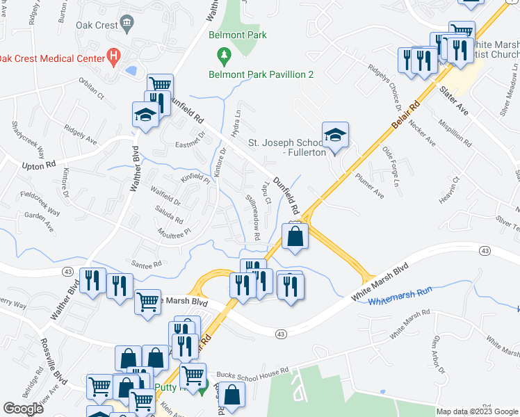 map of restaurants, bars, coffee shops, grocery stores, and more near 8330 Tapu Court in Nottingham