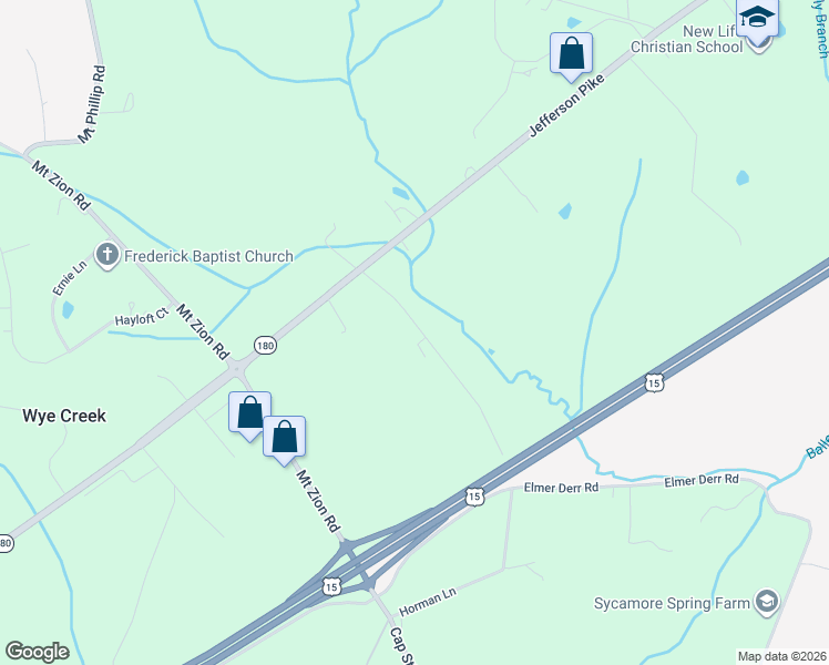 map of restaurants, bars, coffee shops, grocery stores, and more near 5518 Feagaville Lane in Frederick