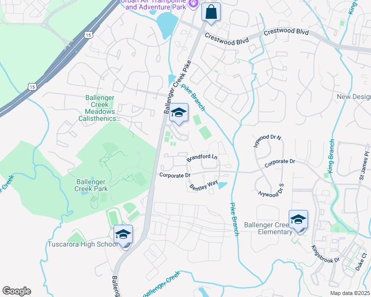 map of restaurants, bars, coffee shops, grocery stores, and more near 6514 Daytona Court in Frederick