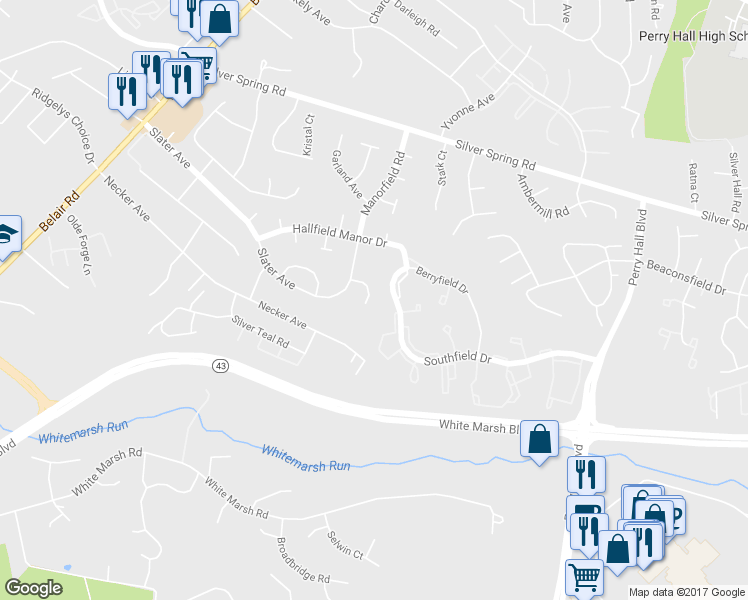 map of restaurants, bars, coffee shops, grocery stores, and more near 8511 Dolina Court in Nottingham