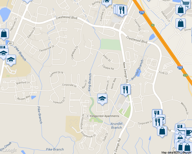 map of restaurants, bars, coffee shops, grocery stores, and more near 9030 Allington Manor Cir W in Frederick
